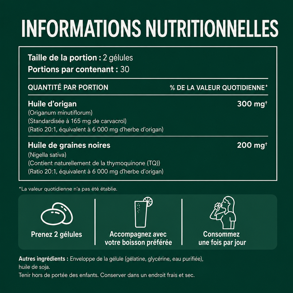 Huile d’Origan + Nigelle – Complexe Bien-Être Quotidien