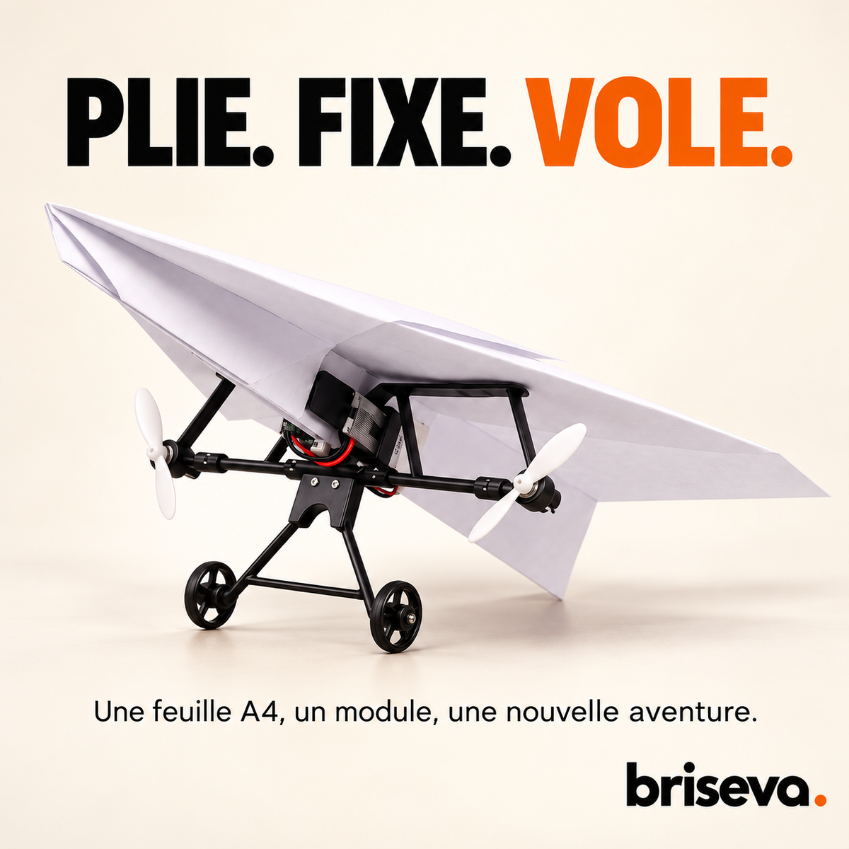 Briseva : plie, fixe, vole — module à deux hélices