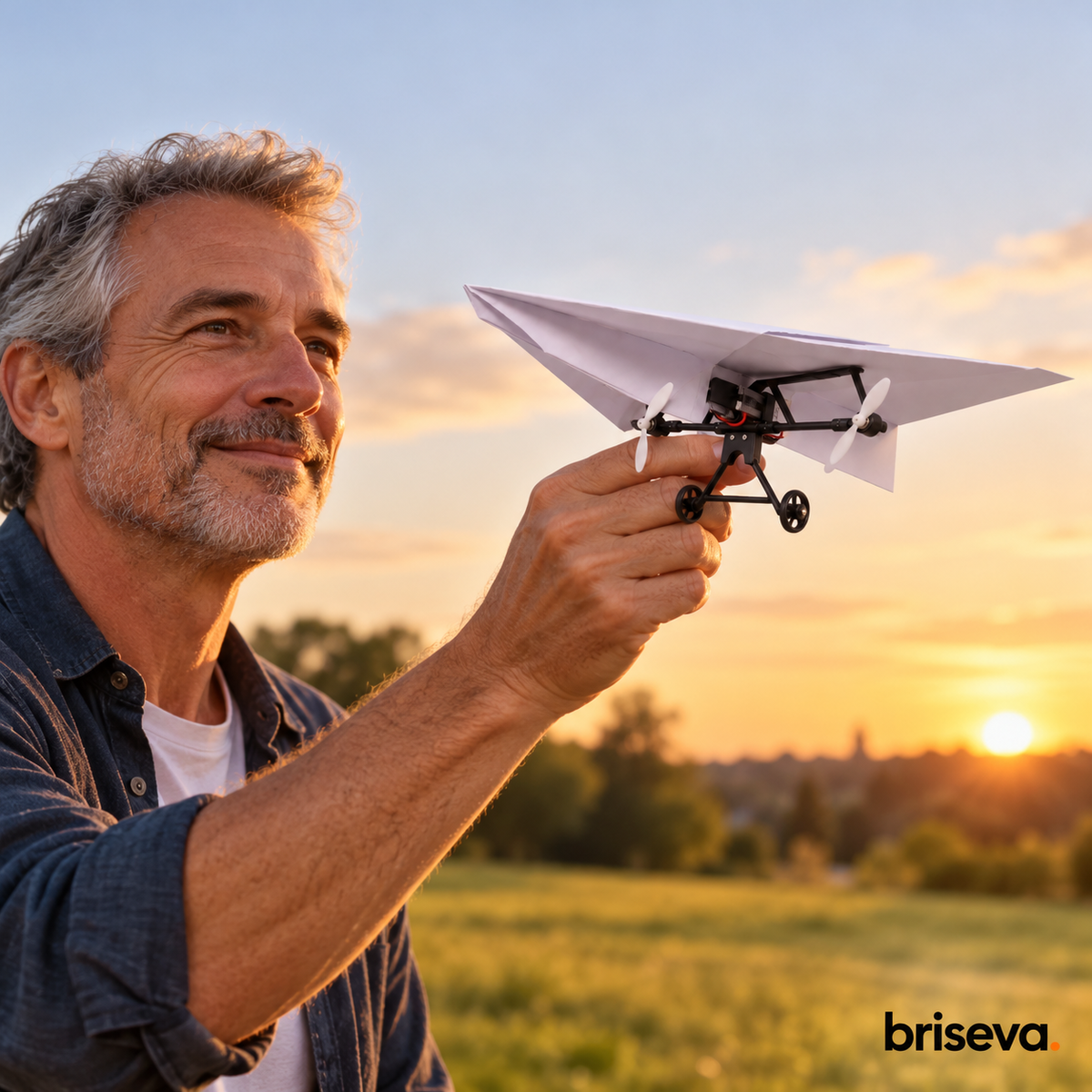 Le plaisir de piloter un avion en papier Briseva au parc